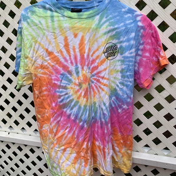 Santa Cruz Skateboards Tops - tie dye skateboard santa cruz tee